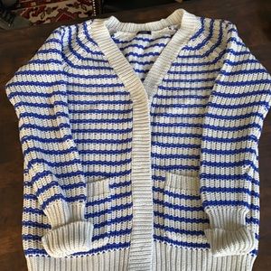 So cozy! Royal blue striped j crew cardi